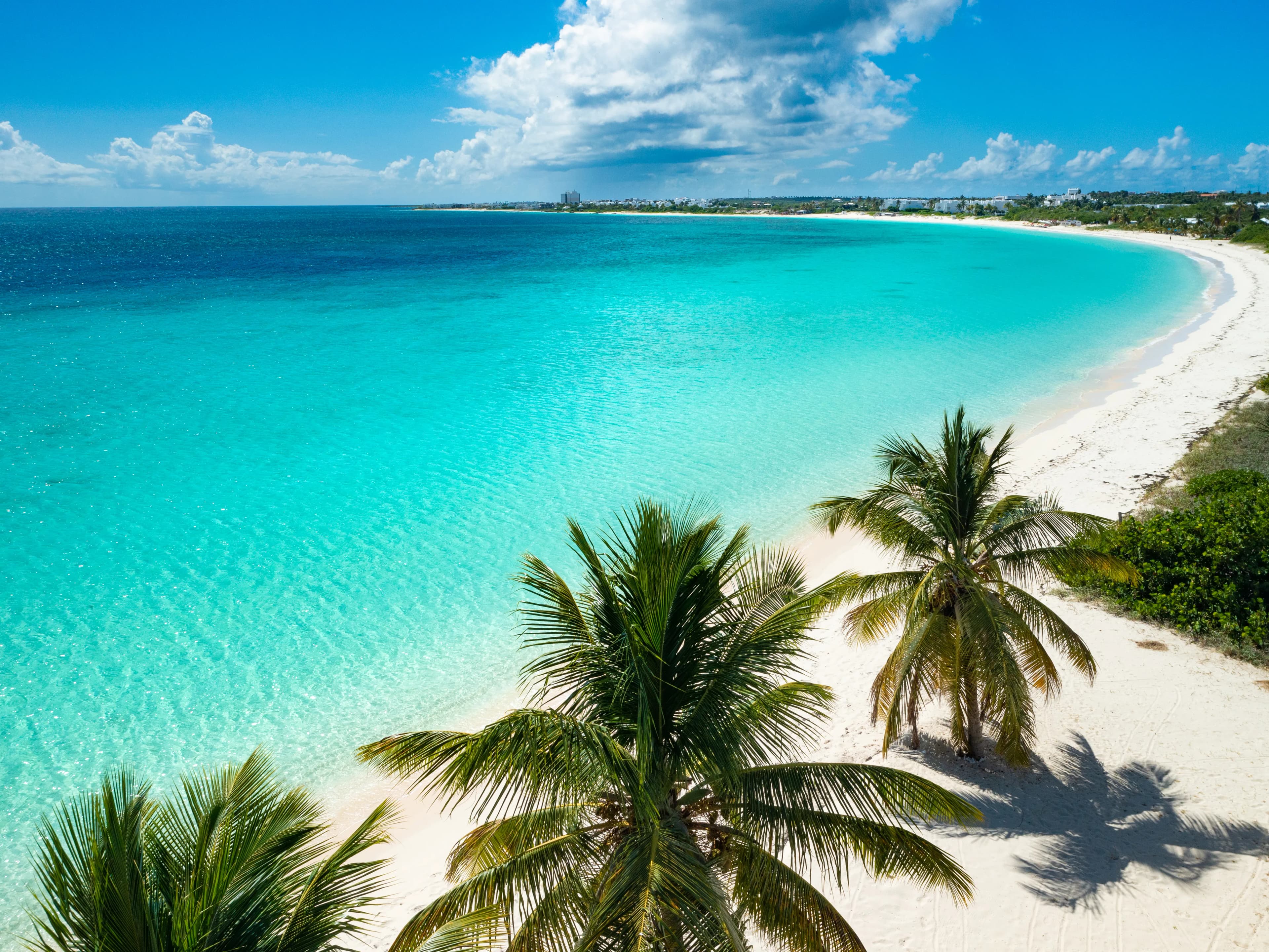 Turquoise water and white sand at Anguilla in the Caribbean
