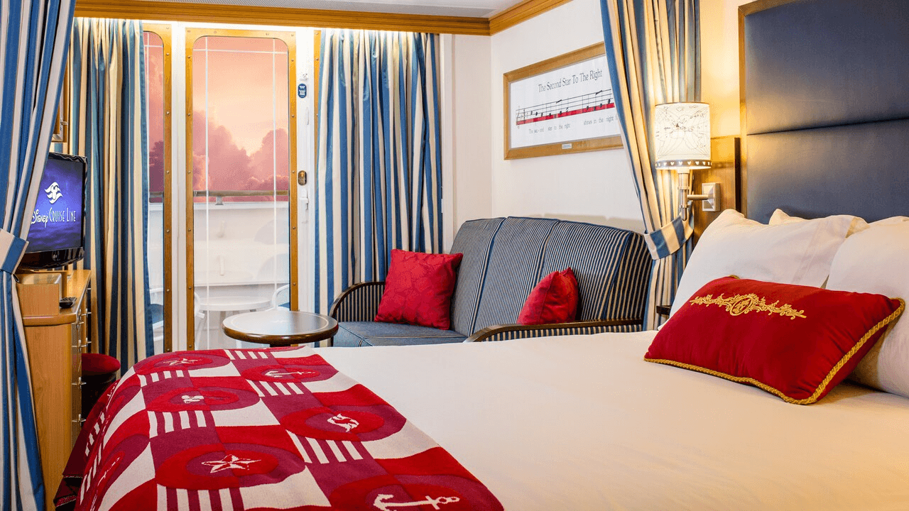Disney Wonder Deluxe Oceanview Stateroom with White Wall Verandah