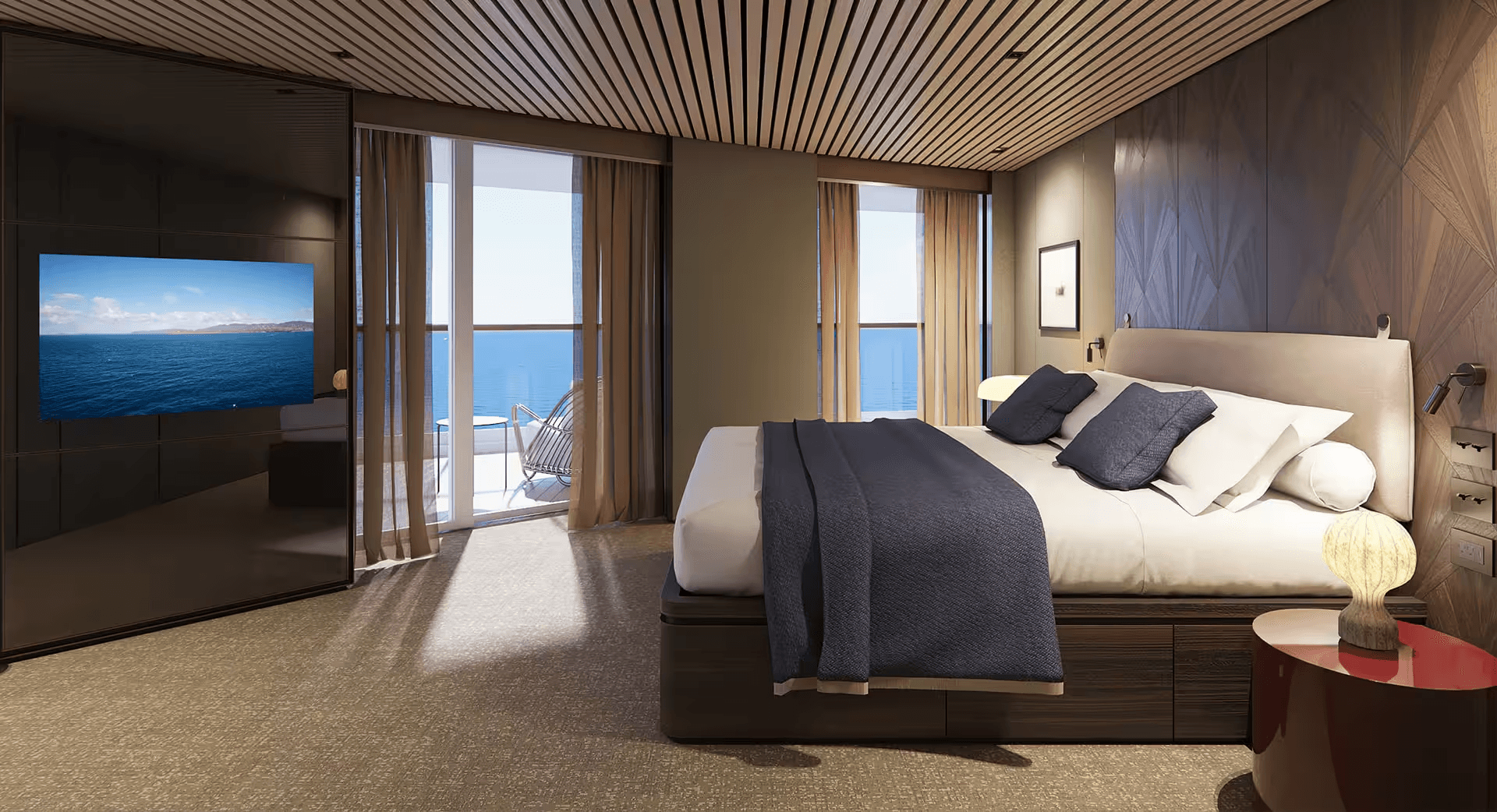 Norwegian Aura The Haven Aft-Facing Owner's Suite With Master Bedroom & Large Balcony