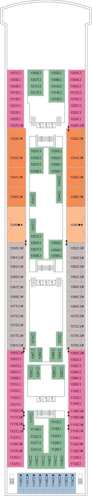 Deck Deck 10 plan for Marella Explorer 2