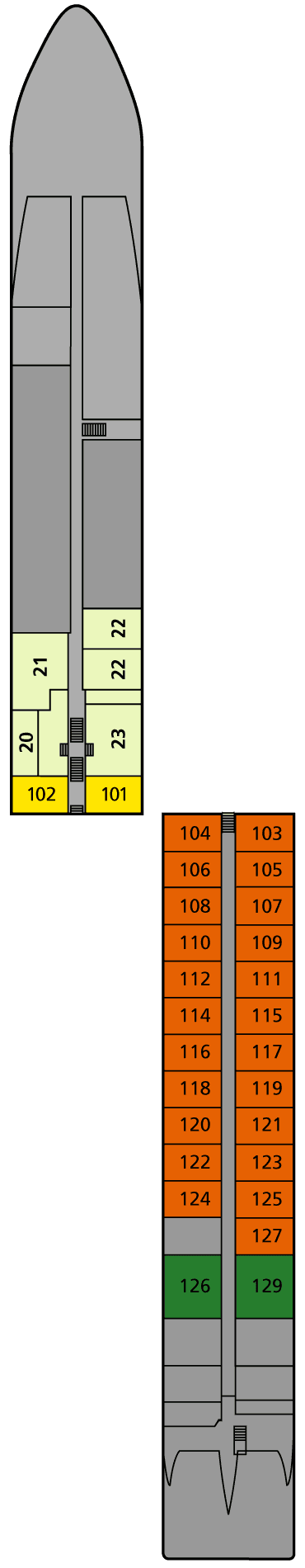Deck Deck 1 plan for A-ROSA FLORA