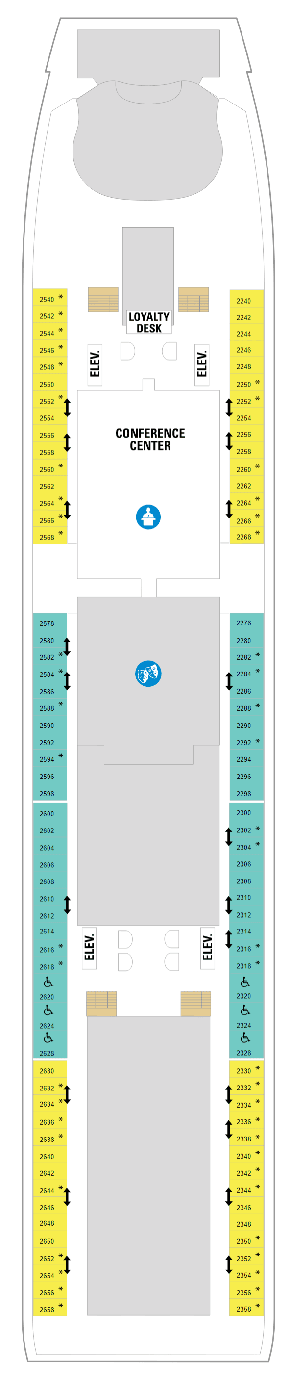 Deck 2 plan for Voyager of the Seas