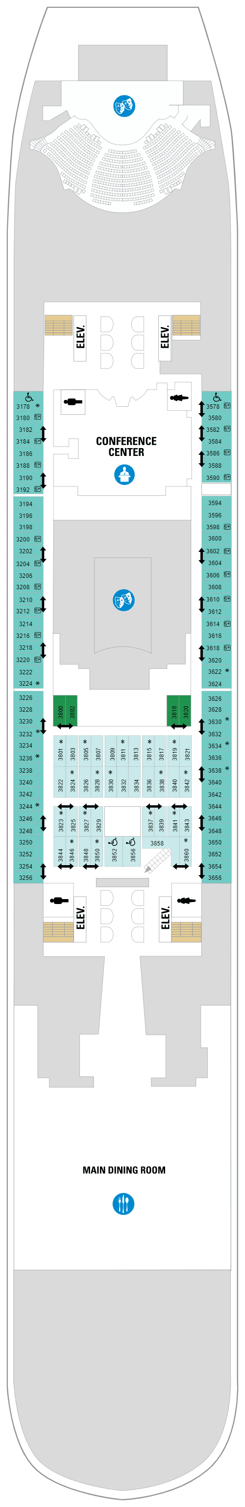 Deck 3 plan for Oasis of the Seas