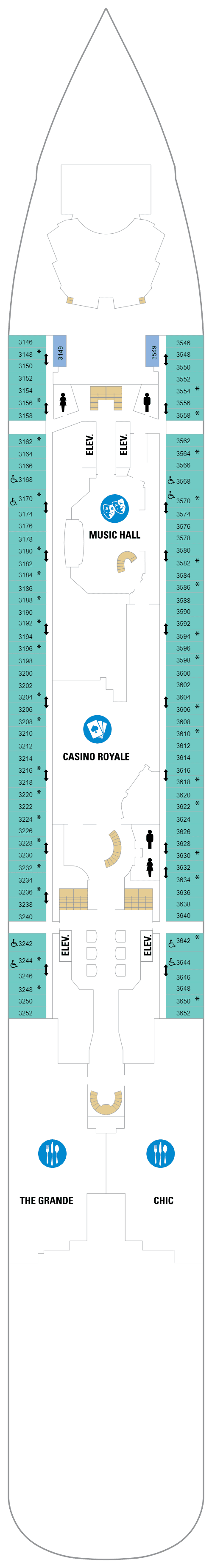 Deck 3 plan for Anthem of the Seas
