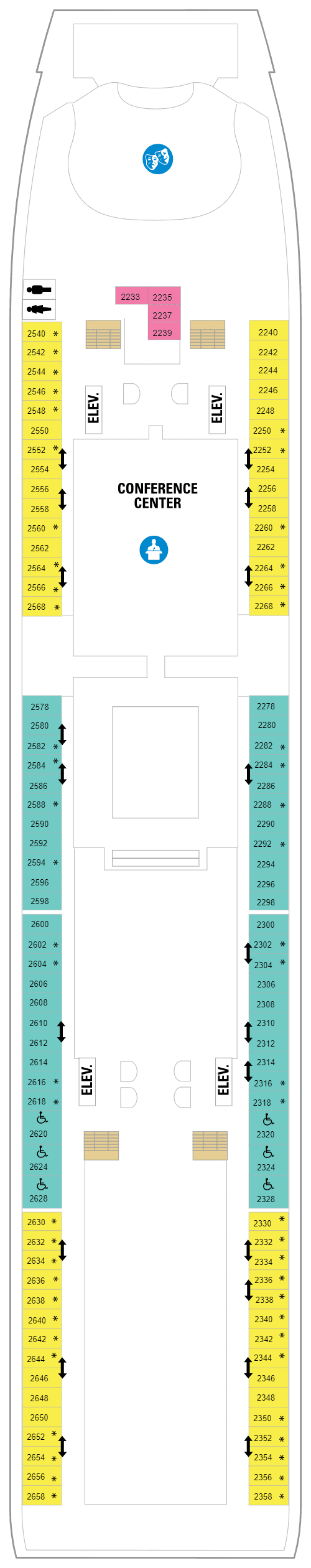 Deck 2 plan for Mariner of the Seas