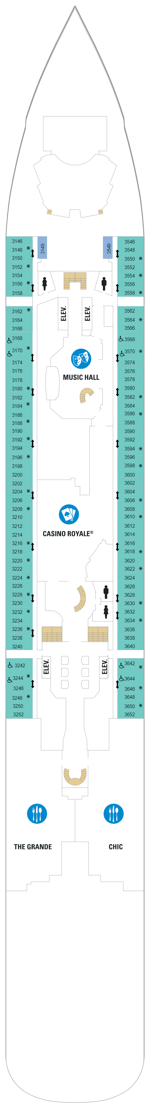 Deck 3 plan for Ovation of the Seas