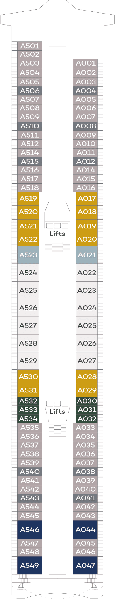 Deck A Deck - Deck 11 plan for Spirit of Discovery