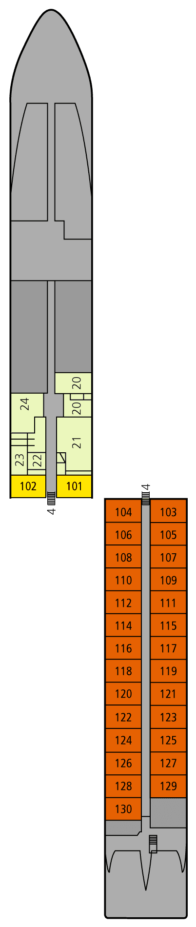 Deck Deck 1 plan for A-ROSA LUNA