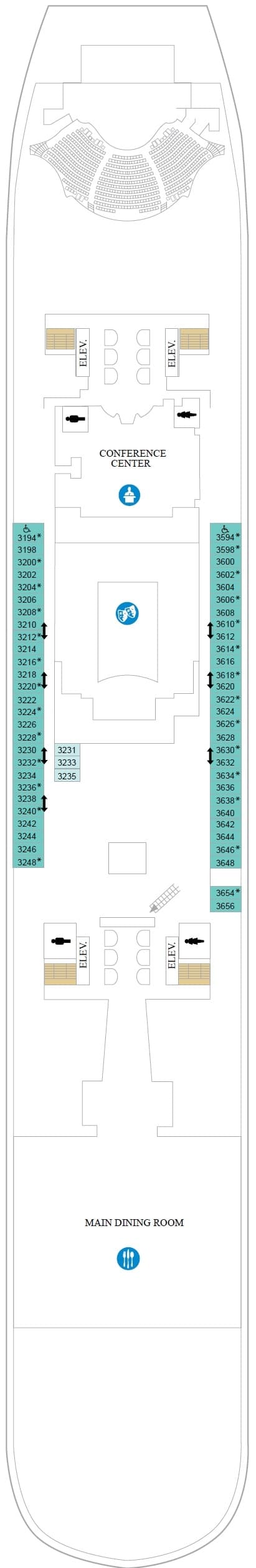 Deck 3 plan for Wonder of the Seas
