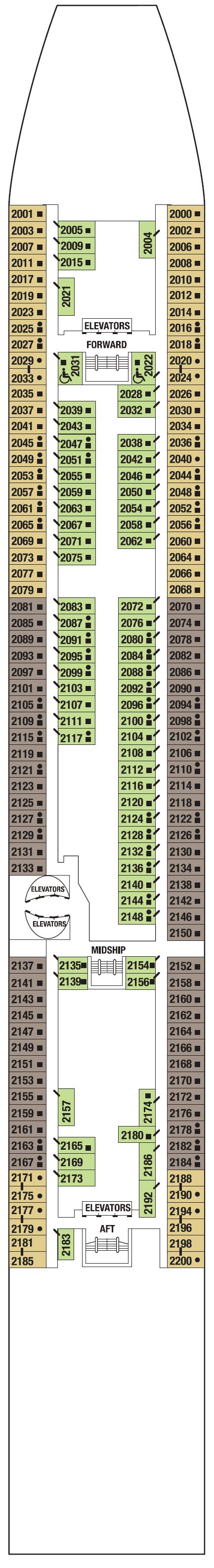 Deck CONTINENTAL DECK 2 plan for Celebrity Constellation