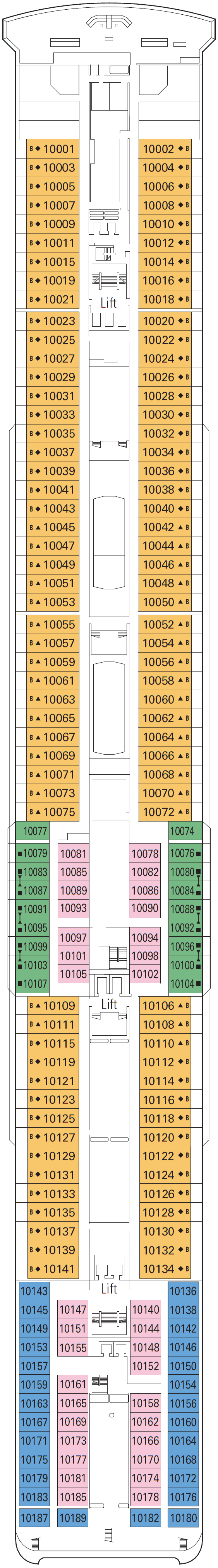 Deck Deck 10 - Bellini plan for MSC Lirica