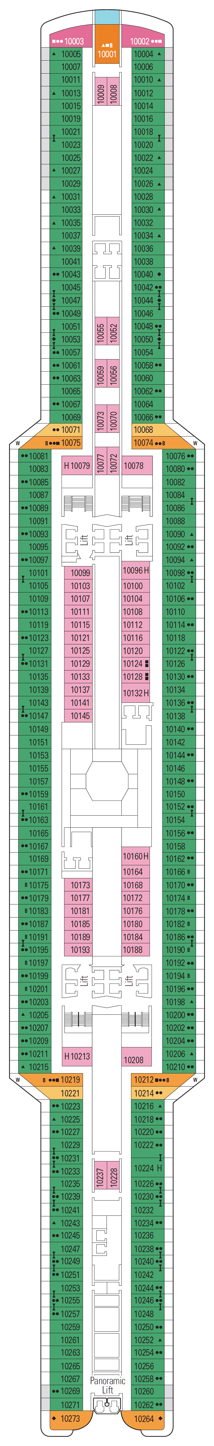 Deck Deck 10 - Adriatic plan for MSC Seaview