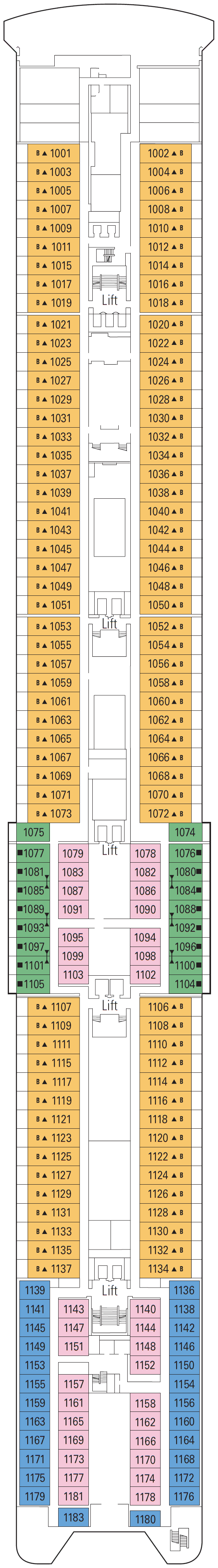 Deck Deck 10 - Sibelius plan for MSC Sinfonia