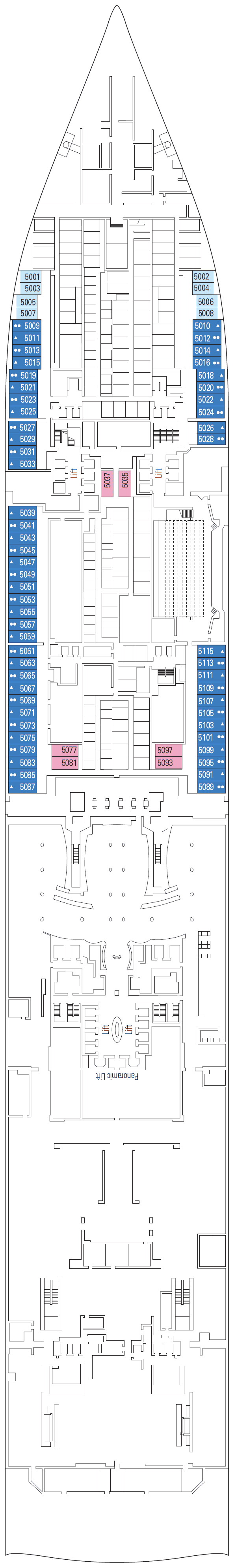 Deck DECK 05 plan for MSC World Europa