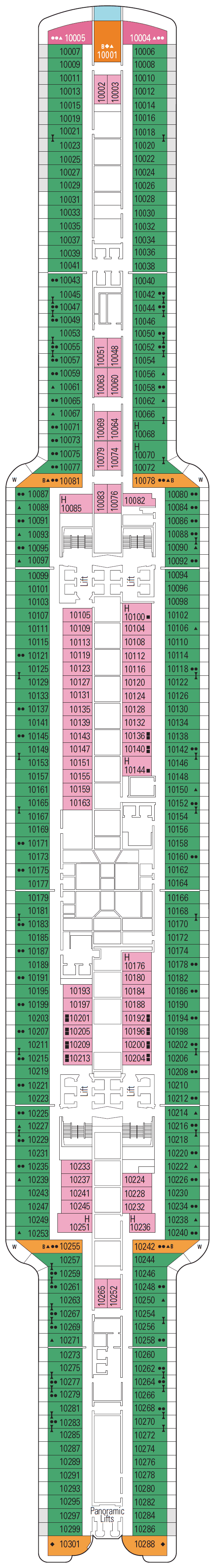 Deck Deck 10 plan for MSC Seashore