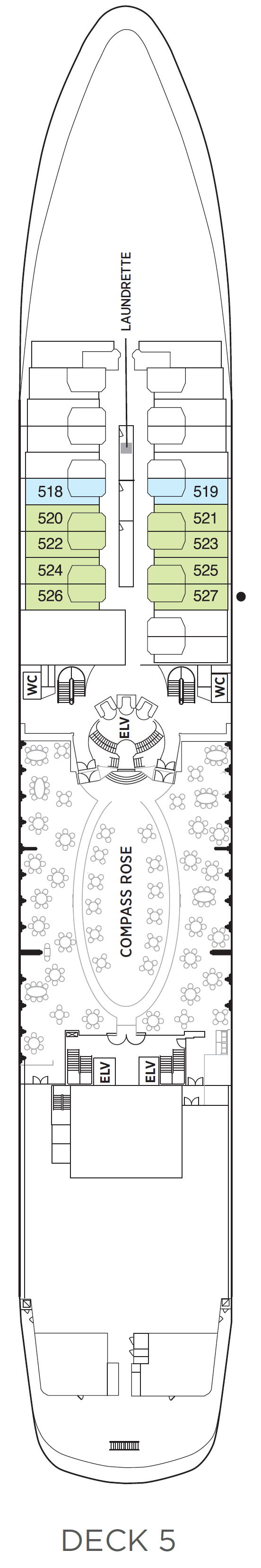 Deck 5 plan for Seven Seas Navigator