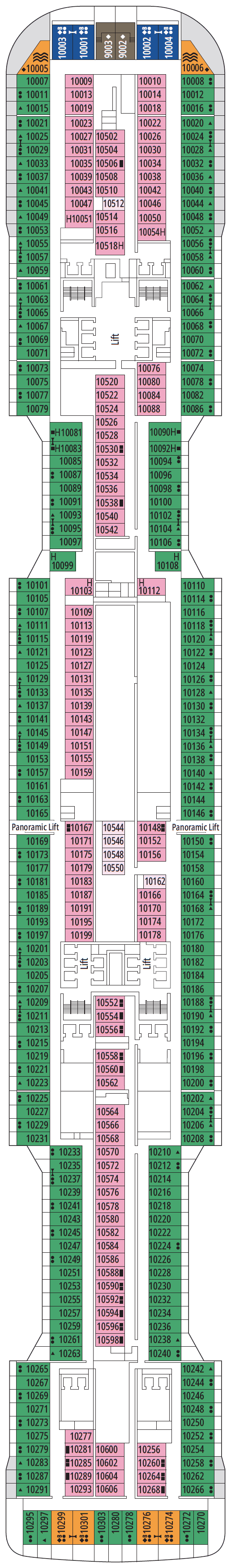 Deck Deck 10 plan for MSC Euribia