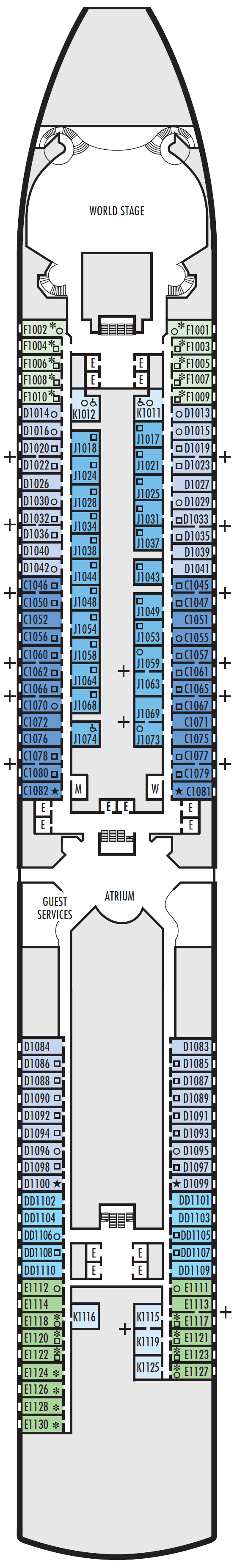 Deck DECK 1 - MAIN DECK plan for Nieuw Amsterdam