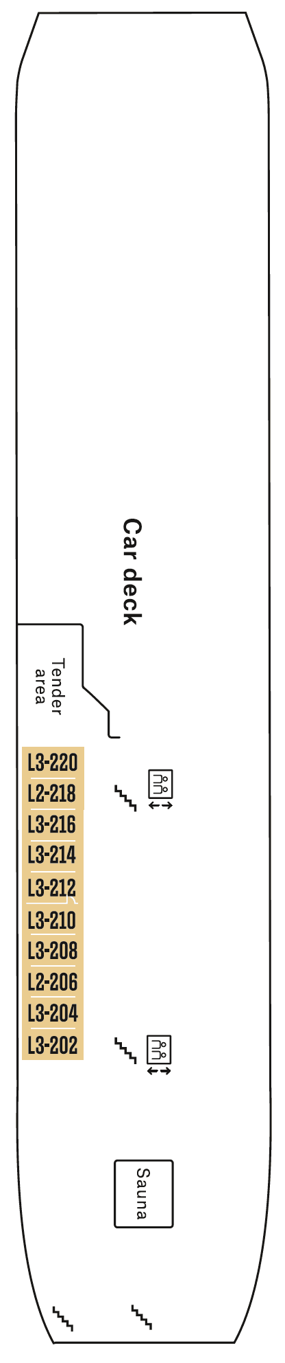 Deck Deck 2 plan for MS Nordlys