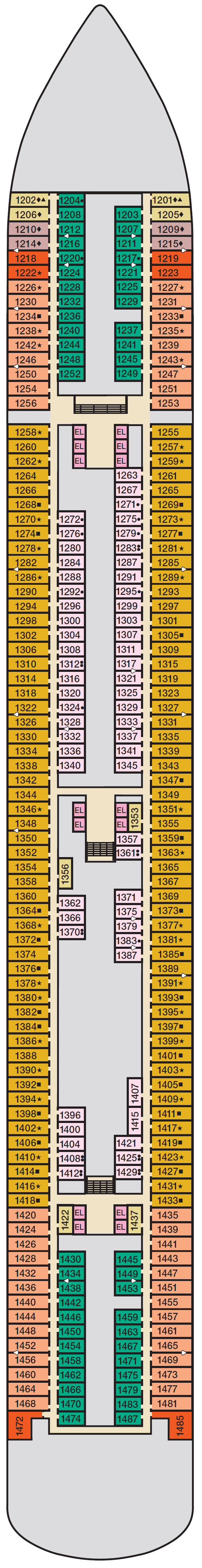 Deck Deck 1 Riviera plan for Carnival Vista
