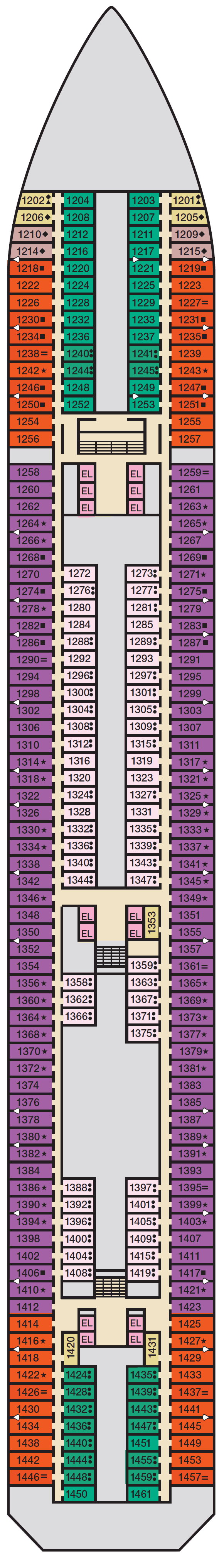 Deck Deck 1 Riviera plan for Carnival Splendor