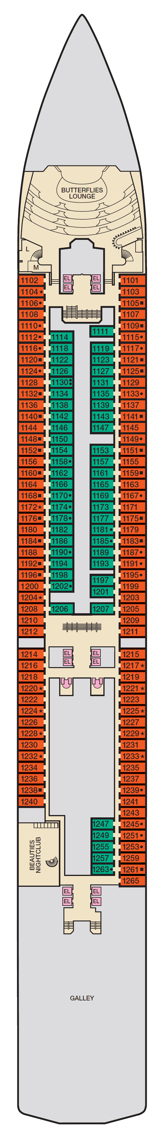 Deck Deck 1 Riviera plan for Carnival Pride