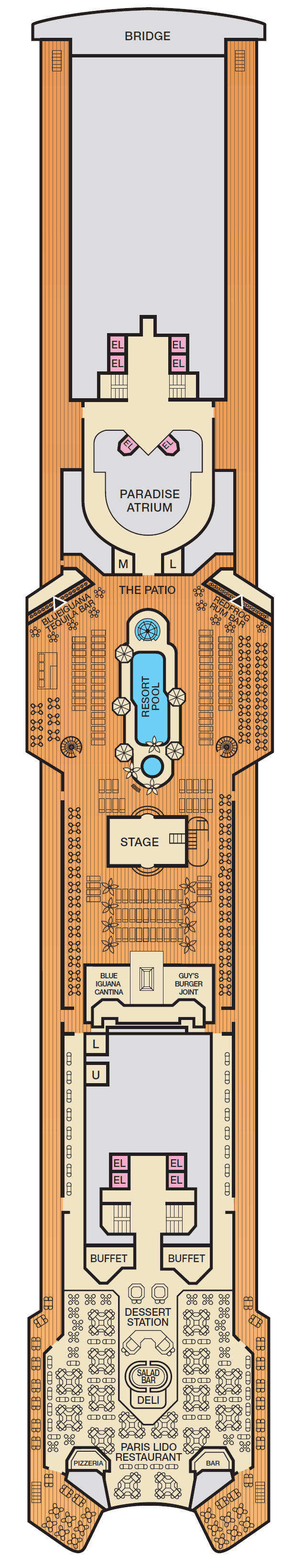 Deck Deck 10 - LIDO plan for Carnival Paradise