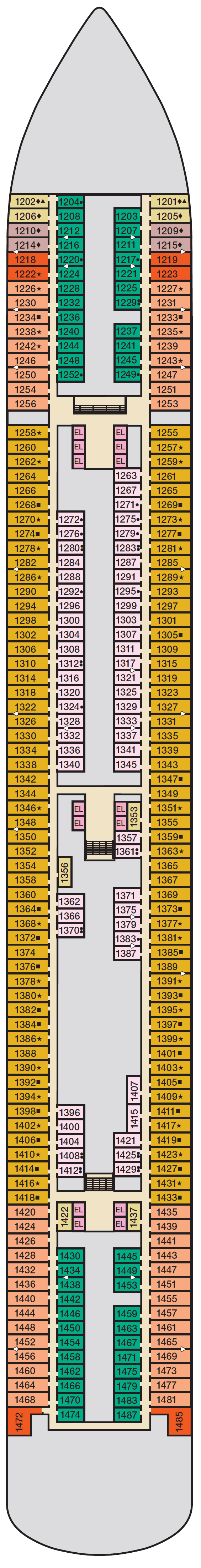 Deck Deck 1 RIVIERA plan for Carnival Panorama