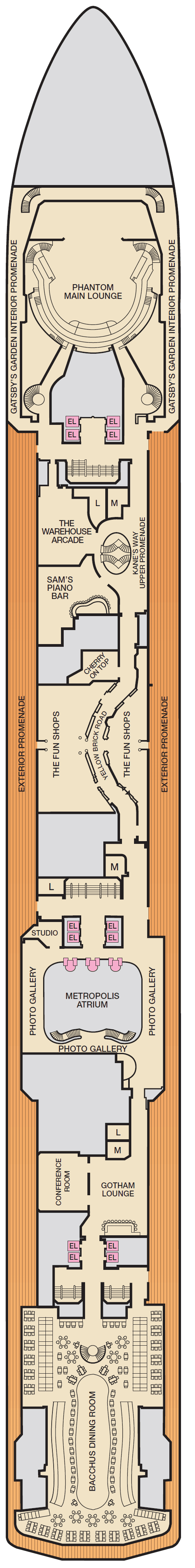 Deck Deck 3 Atlantic plan for Carnival Miracle