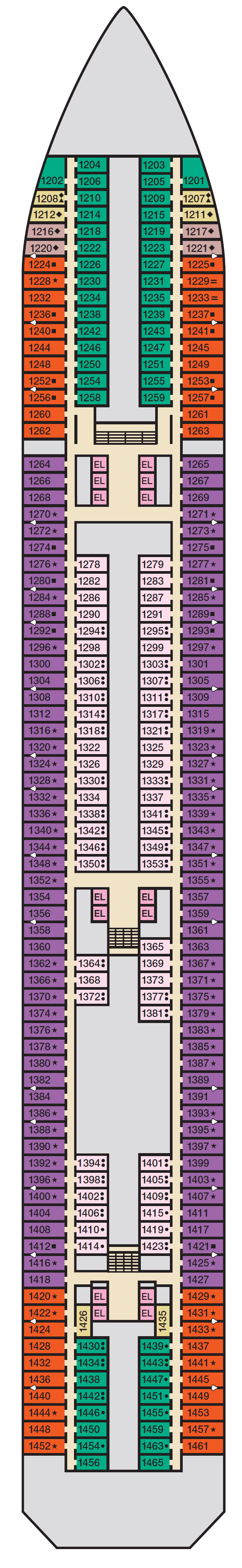 Deck Deck 1 Riviera plan for Carnival Conquest