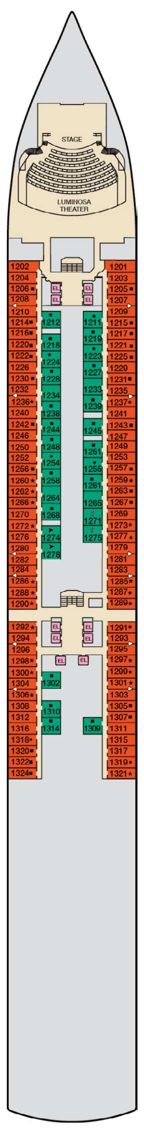 Deck Deck 1 Riviera plan for Carnival Luminosa