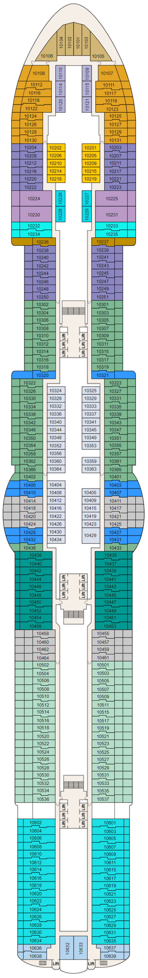 Deck Deck 10 plan for Sun Princess