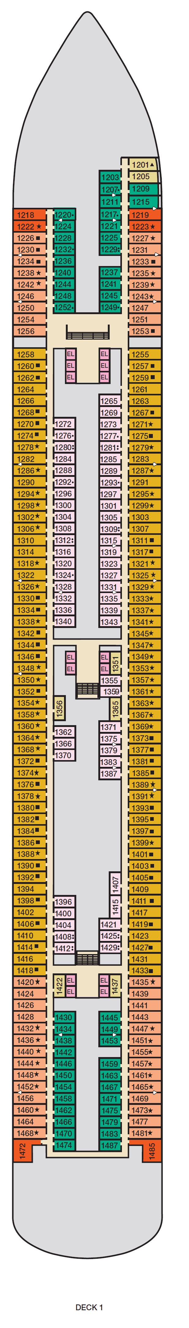 Deck Deck 1 plan for Carnival Firenze