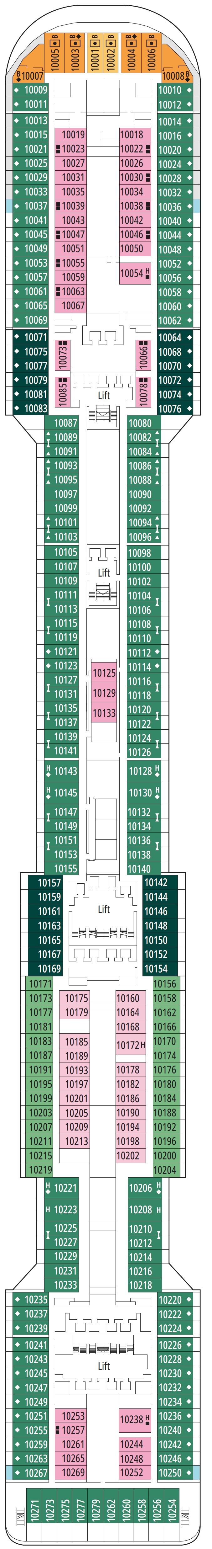 Deck Deck 10 - Giunone plan for MSC Divina