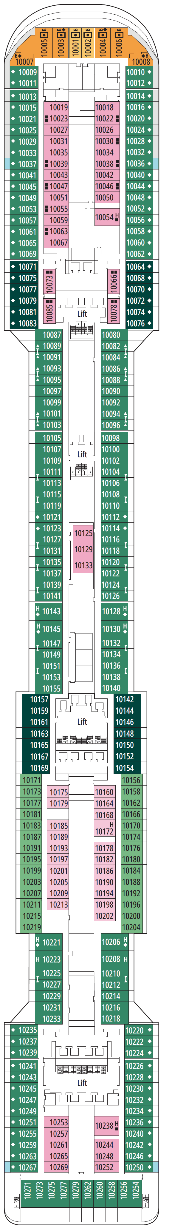 Deck Deck 10 - Tormalina plan for MSC Preziosa