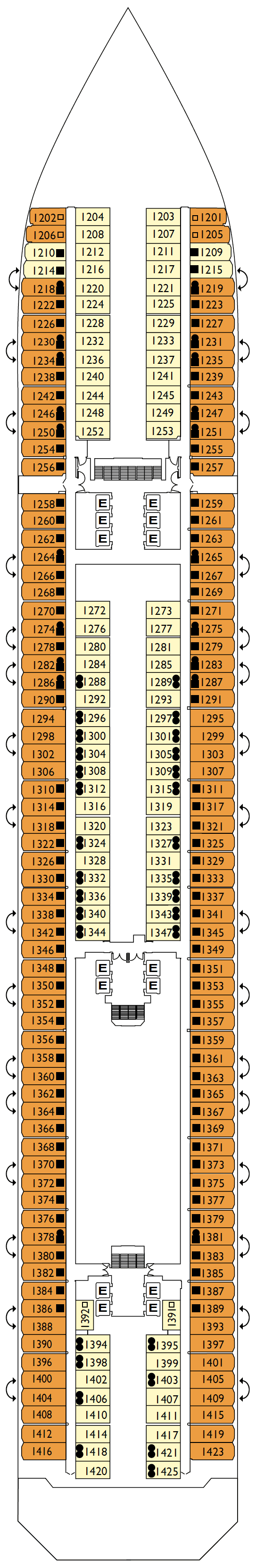 Deck 1 plan for Costa Fortuna