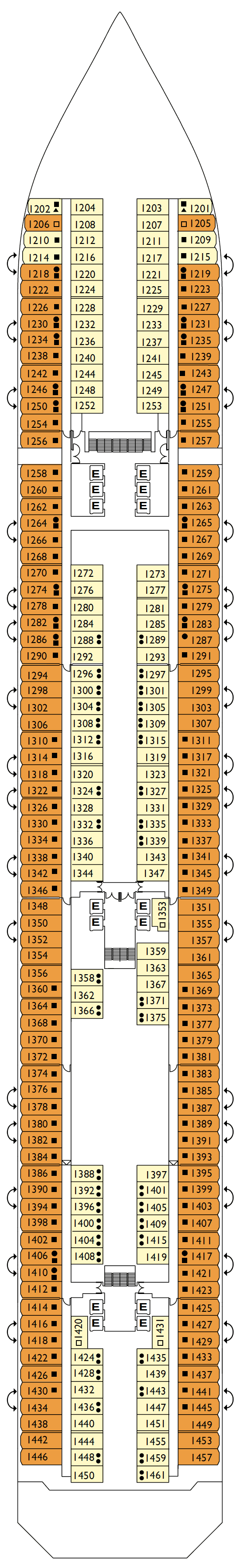 Deck 1 plan for Costa Pacifica