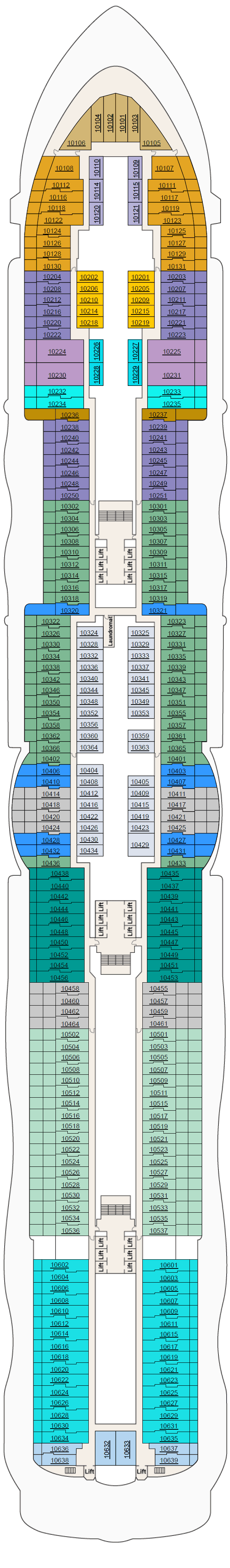 Deck Deck 10 plan for Star Princess