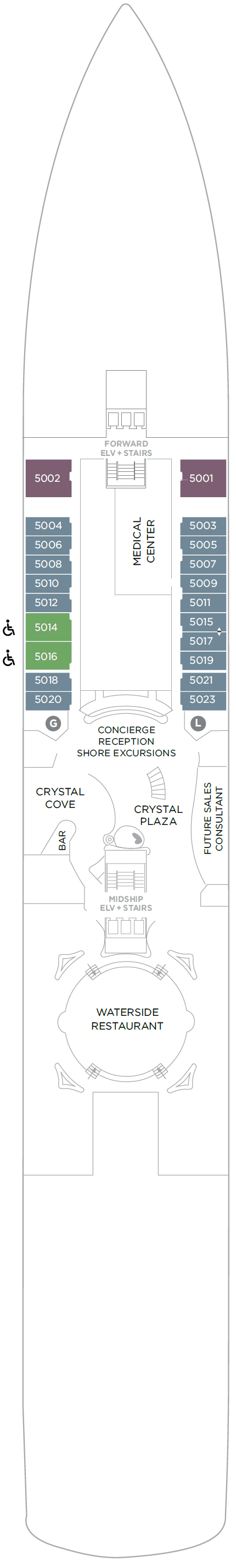 Deck 5 plan for Crystal Symphony