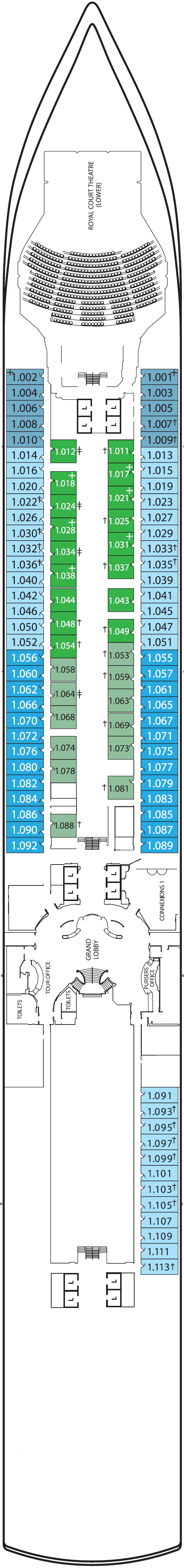 Deck Deck 1 plan for Queen Victoria