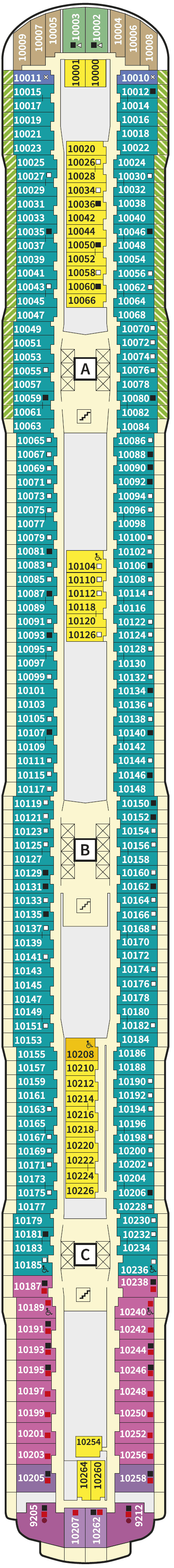 Deck 10 Wal plan for Mein Schiff Flow