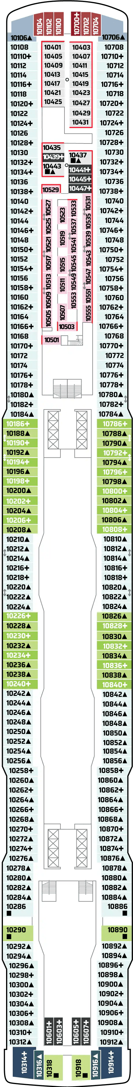 Deck DECK 10 plan for Norwegian Bliss