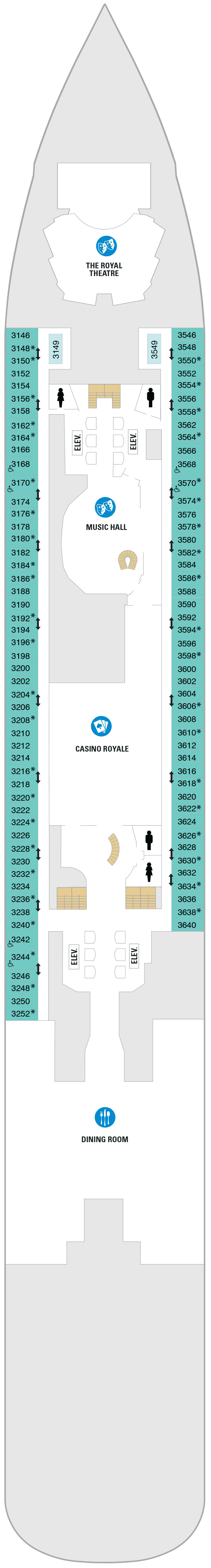 Deck 3 plan for Spectrum of the Seas