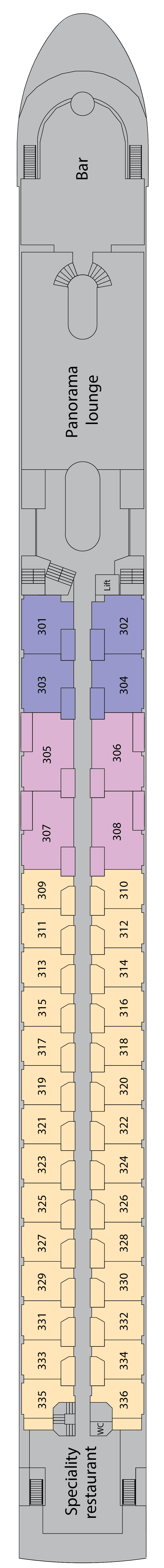 Deck Diamond (Upper) Deck plan for MS Riviera Resplendence