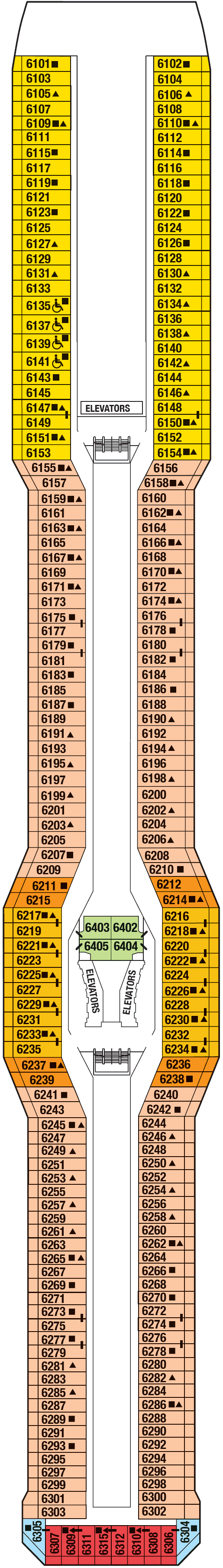 Deck CONTINENTAL DECK 6 plan for Celebrity Solstice