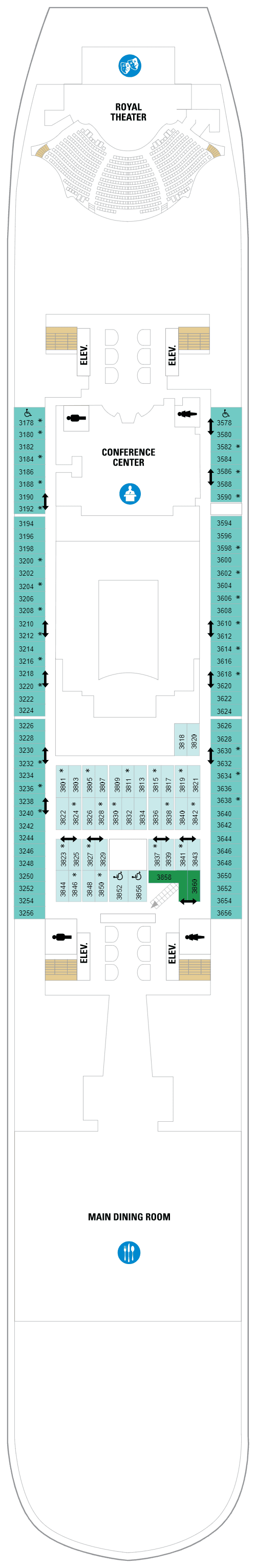 Deck 3 plan for Harmony of the Seas