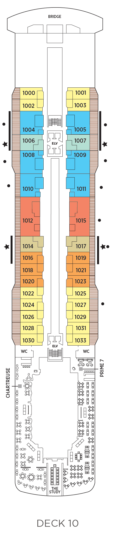 Deck Deck 10 plan for Seven Seas Grandeur