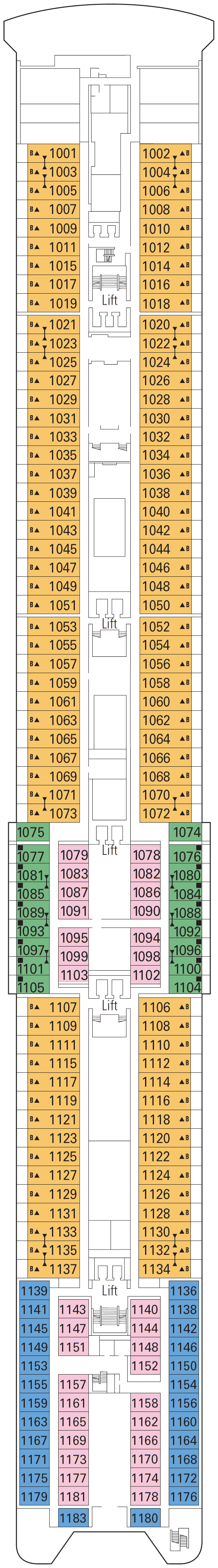 Deck Deck 10 - Tormalina plan for MSC Armonia