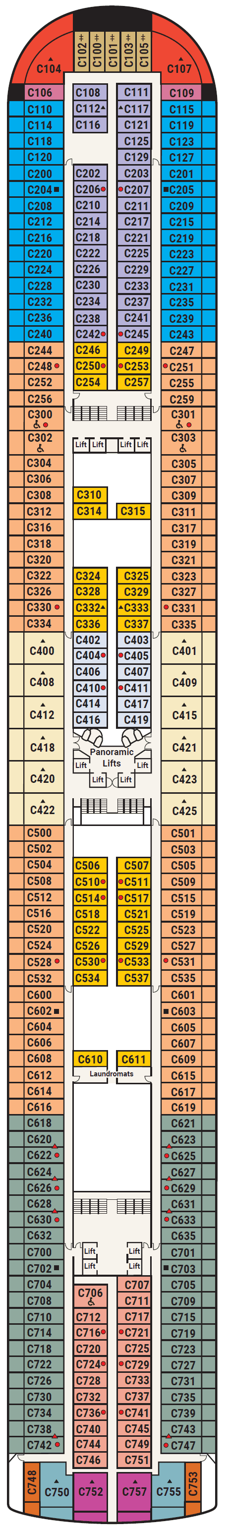 Deck Deck 10 - Caribe plan for Diamond Princess
