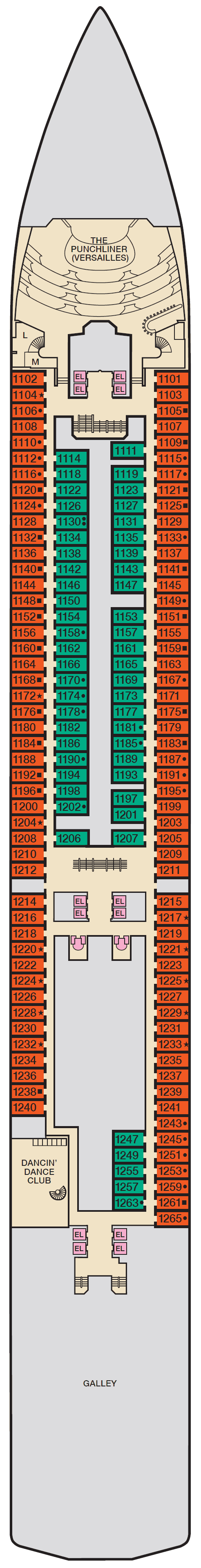 Deck Deck 1 Riviera plan for Carnival Spirit
